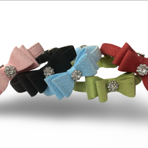 Soft Pearlescent Faux-Suede Pet Collar with Diamante flower